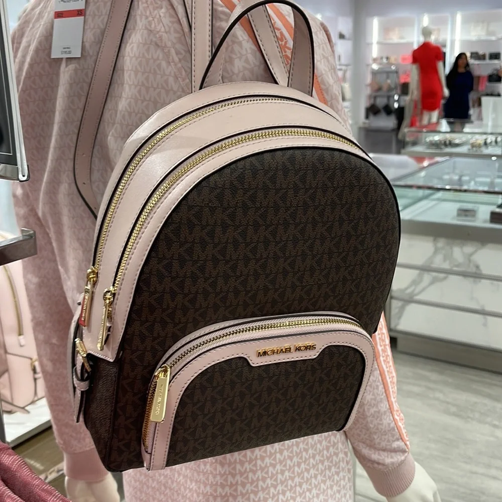 Michael Kors Backpack Bag Jaycee Md Backpack Powder Blush 35S2G8TB2B Brown